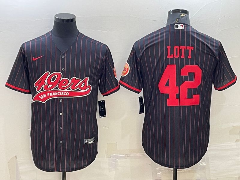 Men San Francisco 49ers #42 Lott Black stripe 2022 Nike Co branded NFL Jersey